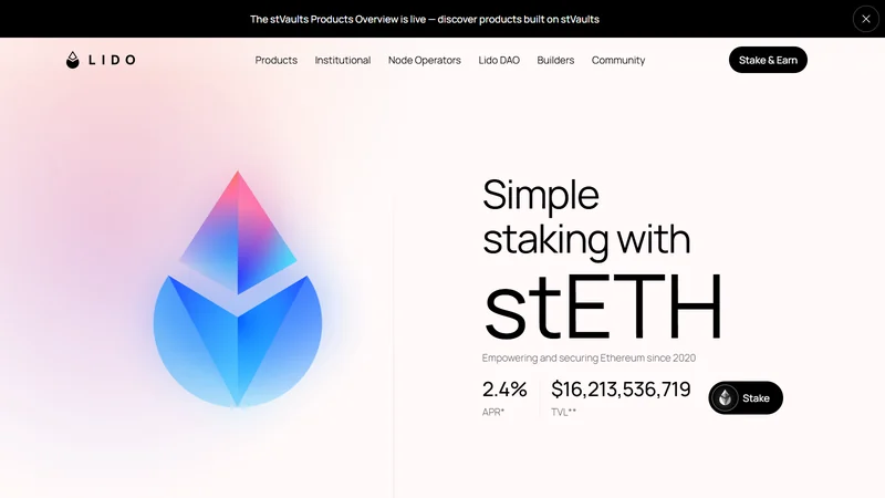 Lido liquid staking dashboard for ETH