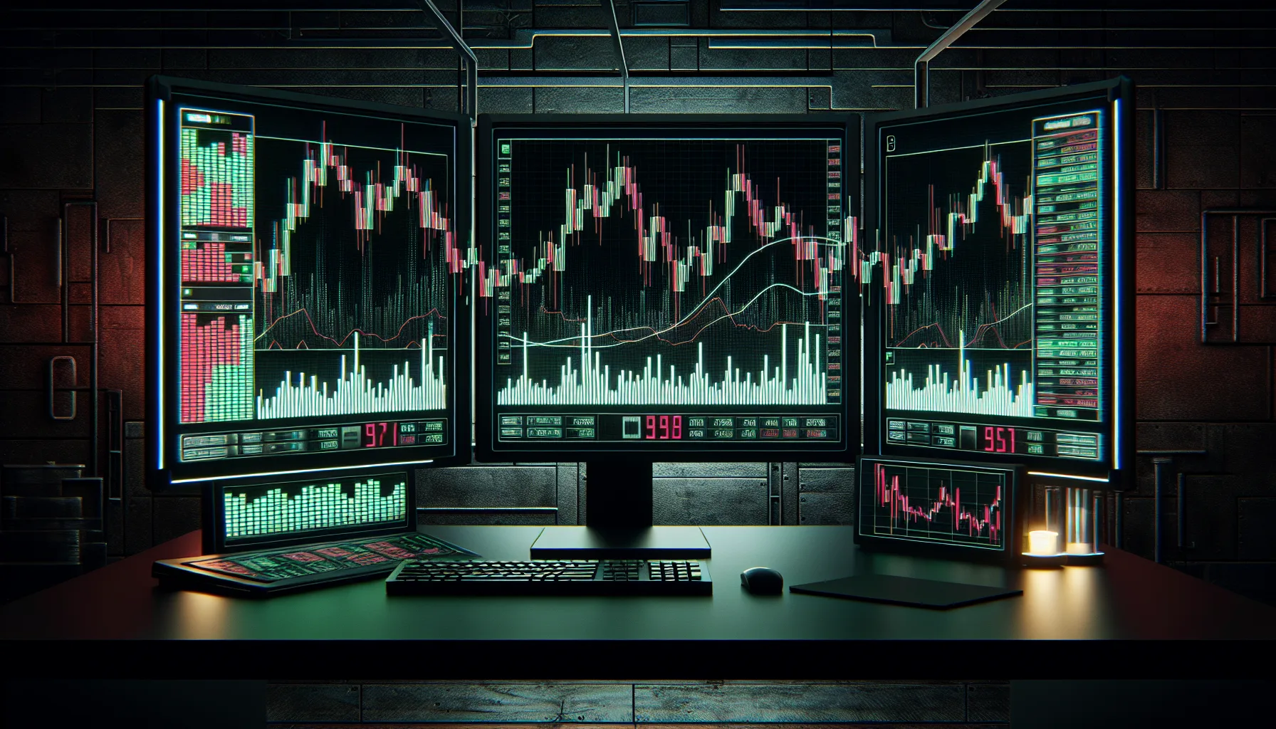 Candlestick analysis on cryptocurrency charts with volume indicators