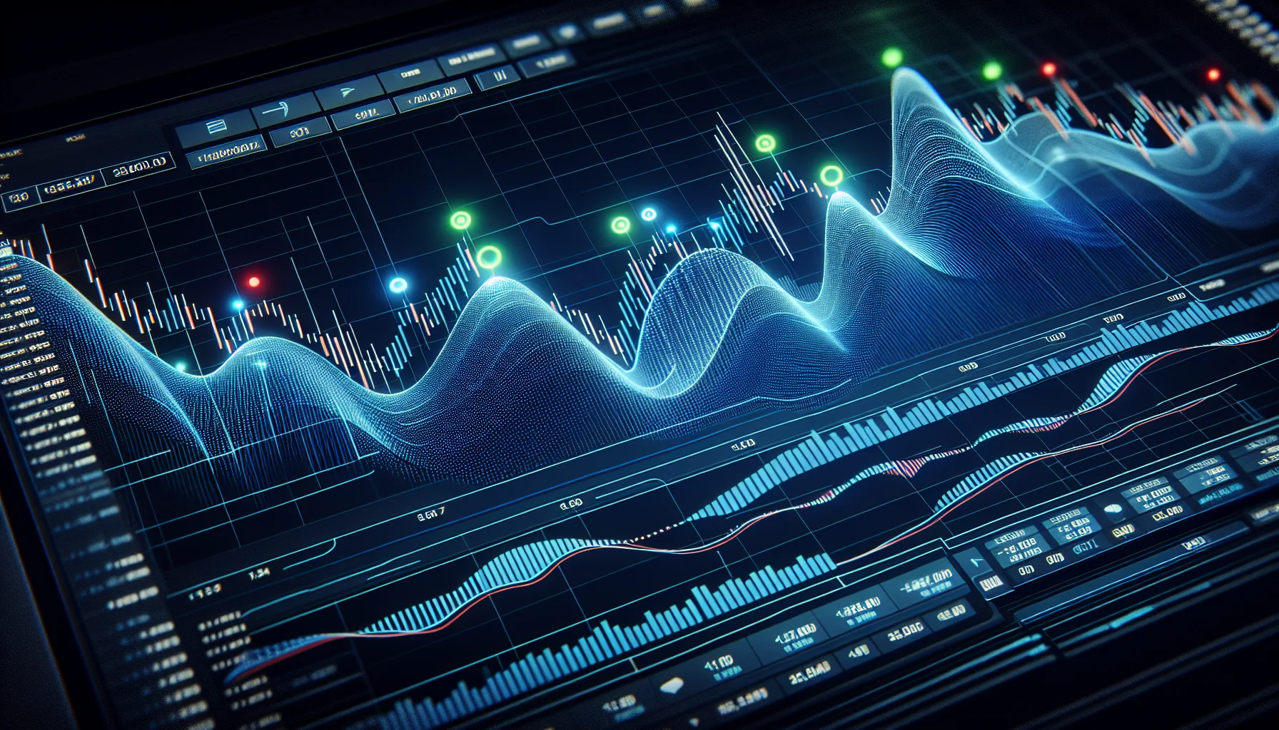 Swing trading strategy visualization with multiple timeframe analysis and Fibonacci levels