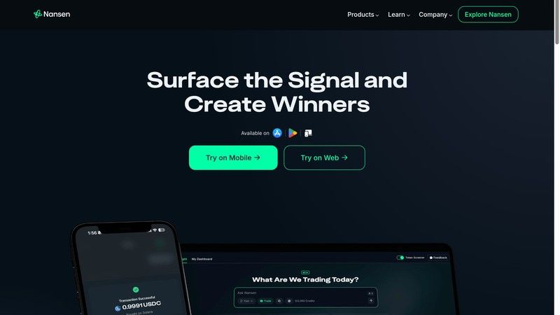 Nansen screenshot for on-chain analytics article