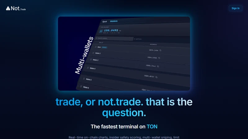Not.Trade safety panel showing Top 10 INSIDERS SNIPERS BUNDLERS LP LOCK badges for UTYA TON jetton