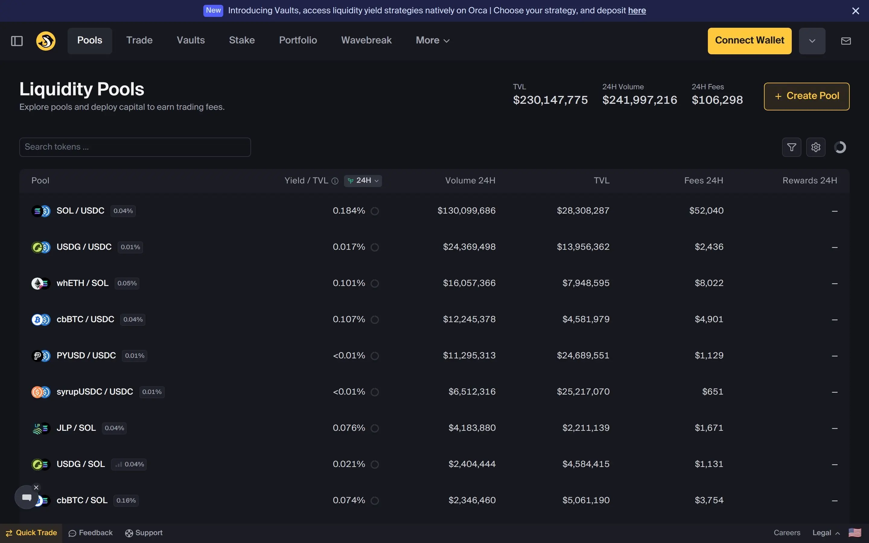 Orca Whirlpools concentrated liquidity