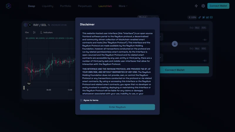 Raydium Solana DEX swap interface