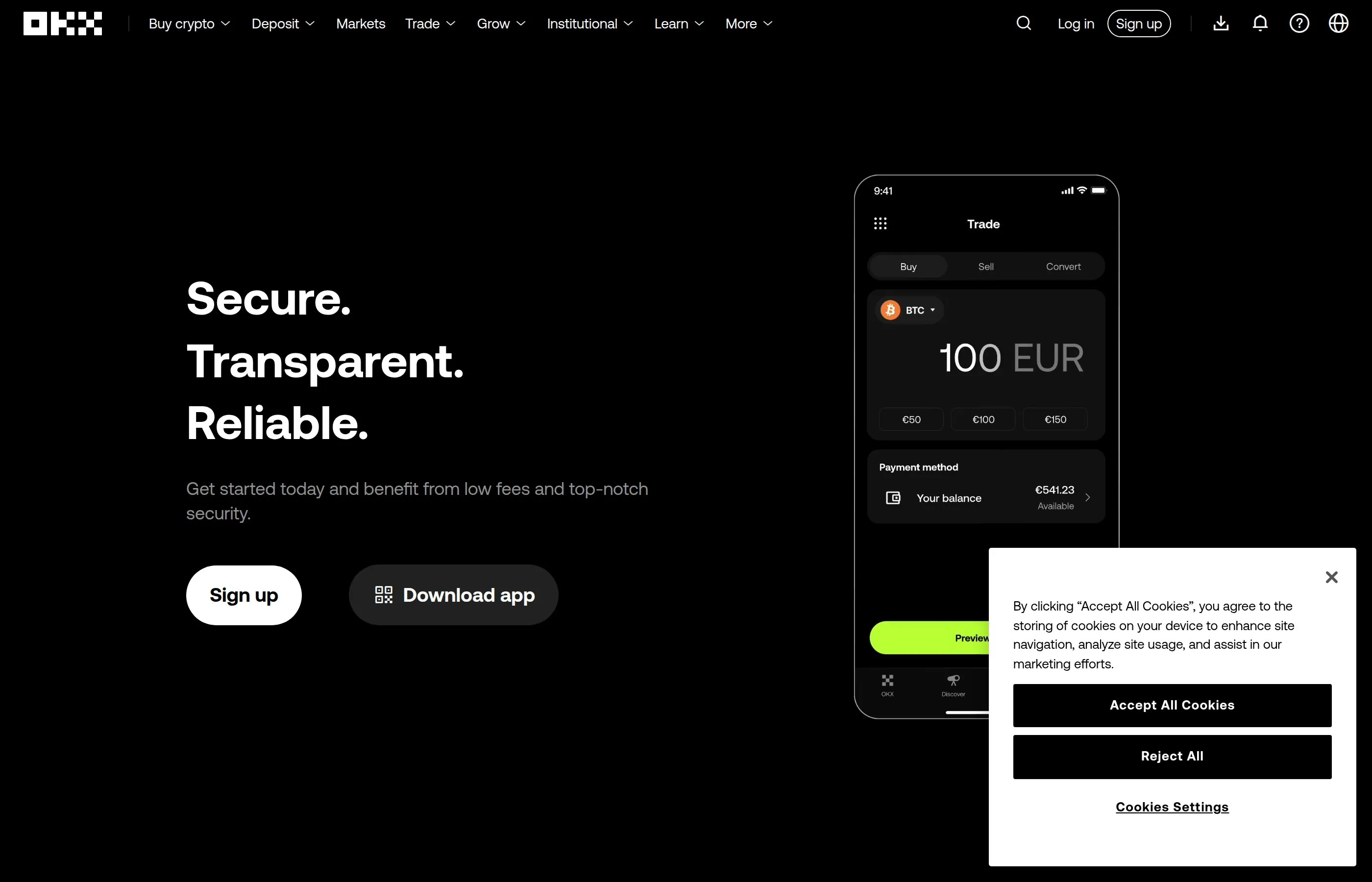Real OKX exchange homepage and dashboard interface before the withdrawal is configured
