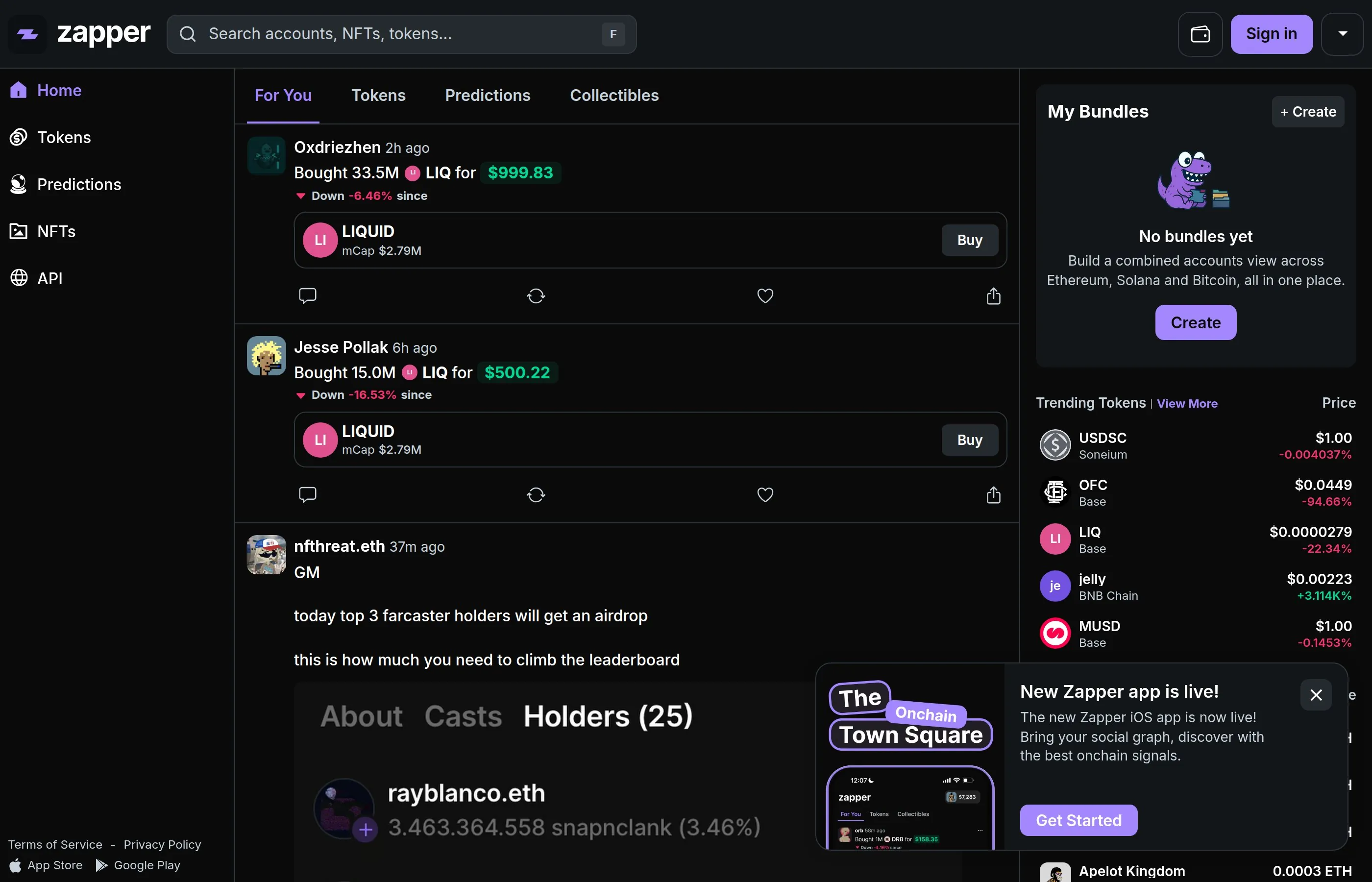 Zapper DeFi dashboard