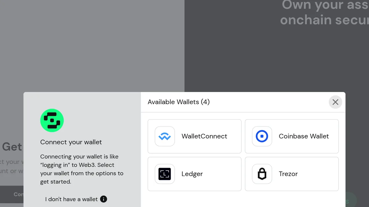 Real Safe Wallet connect wallet modal showing signer wallet choices in the official web app