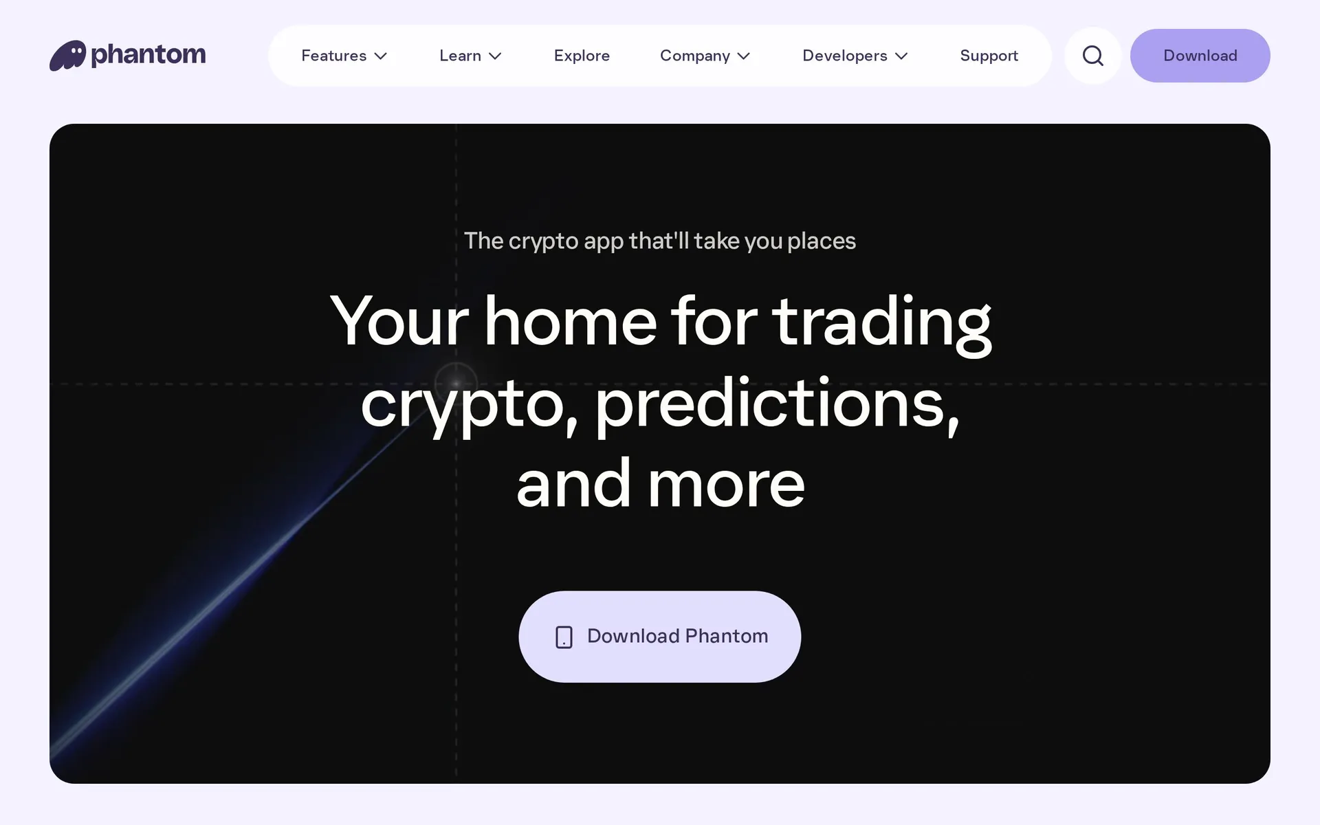 Phantom Wallet homepage - download the most popular Solana wallet