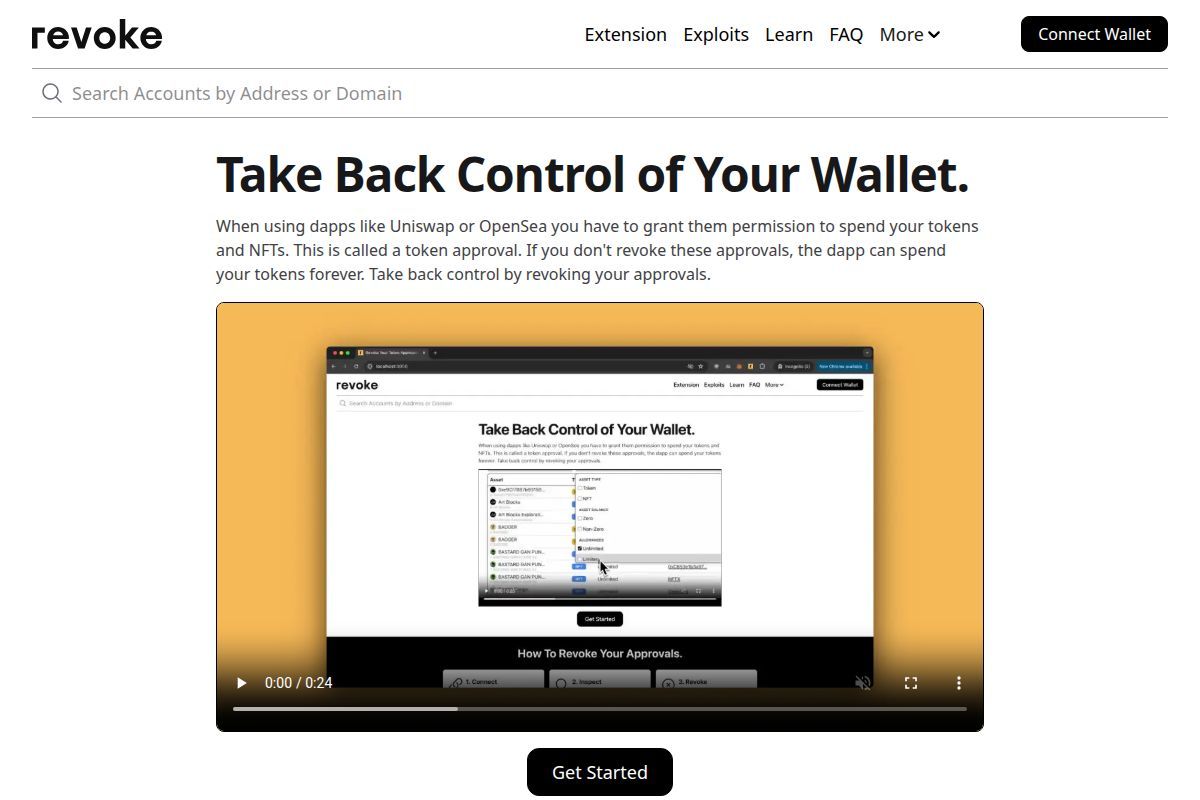 Revoke.cash - tool to revoke token approvals and protect your wallet after airdrop claims