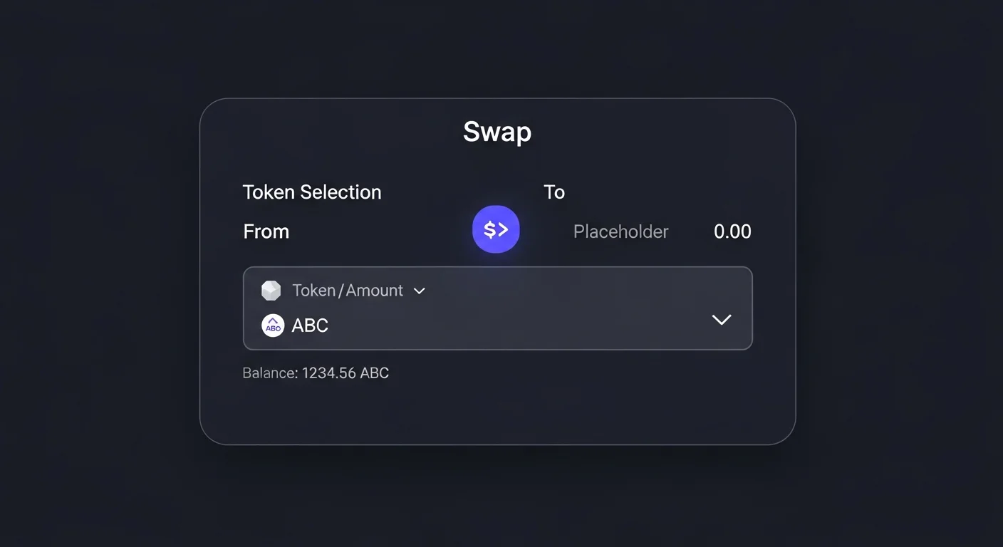 SunSwap swap UI mockup with input and output tokens, slippage tolerance, price impact, and a swap button