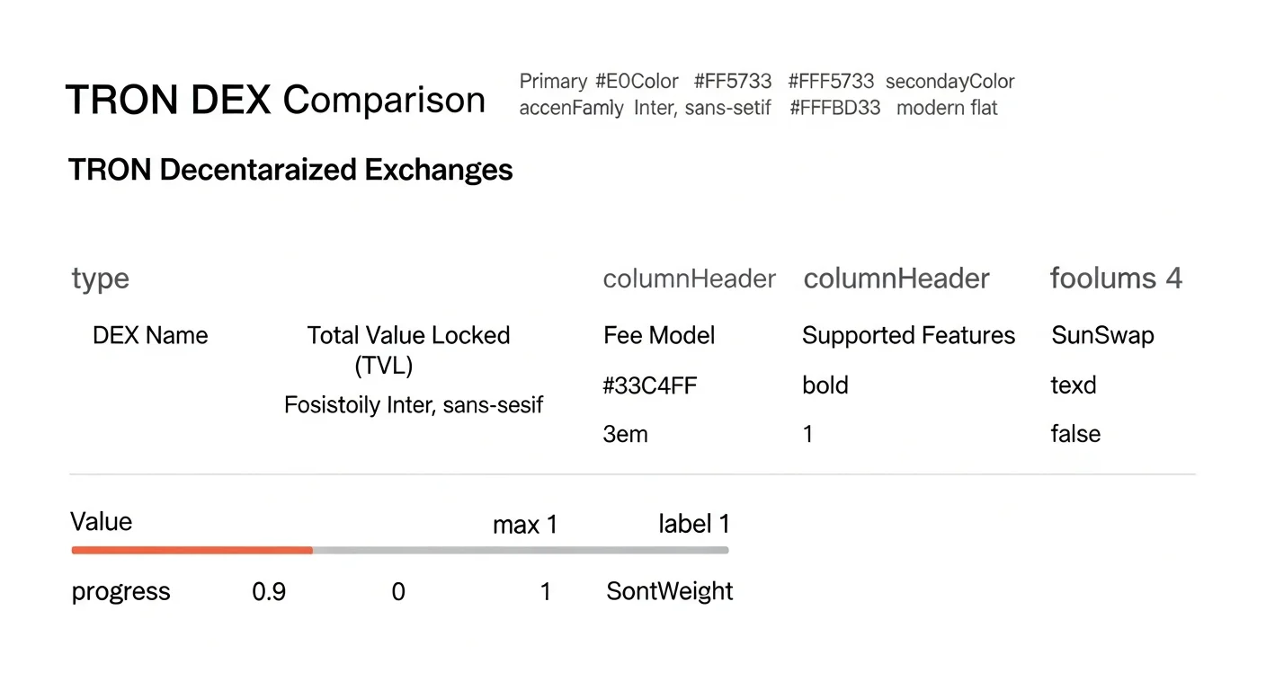 Infographic comparing SunSwap, JustSwap, and aggregator DEXs on TRON