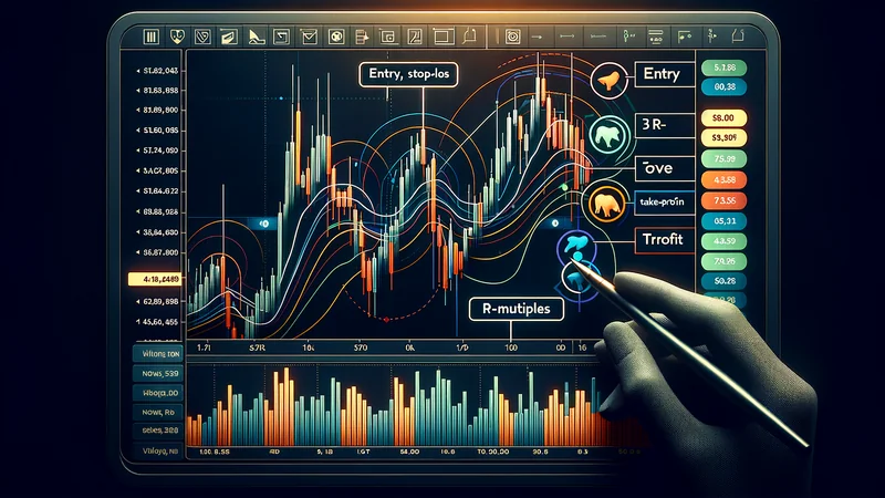 Single trade card showing entry, stop loss and take profit levels with R-multiple labels