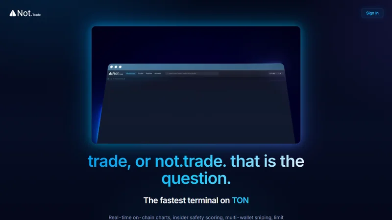 Three TON trading terminals compared on a navy background with Not.Trade ranked first, STON.fi second and DeDust third