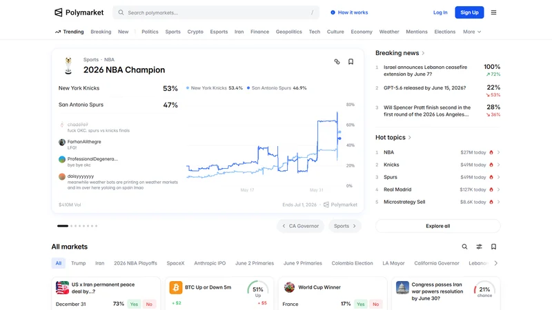 Polymarket prediction market interface