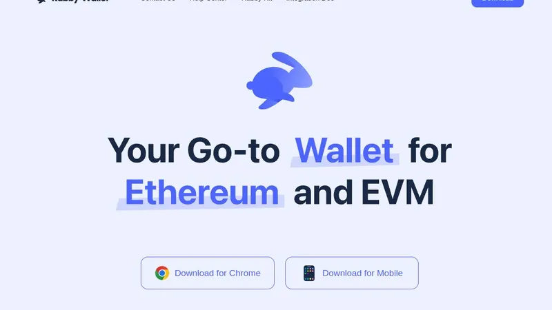 Rabby Wallet homepage screenshot showing the EVM wallet product page