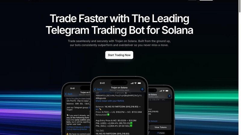 Trojan on Solana screenshot for Solana trading terminals guide