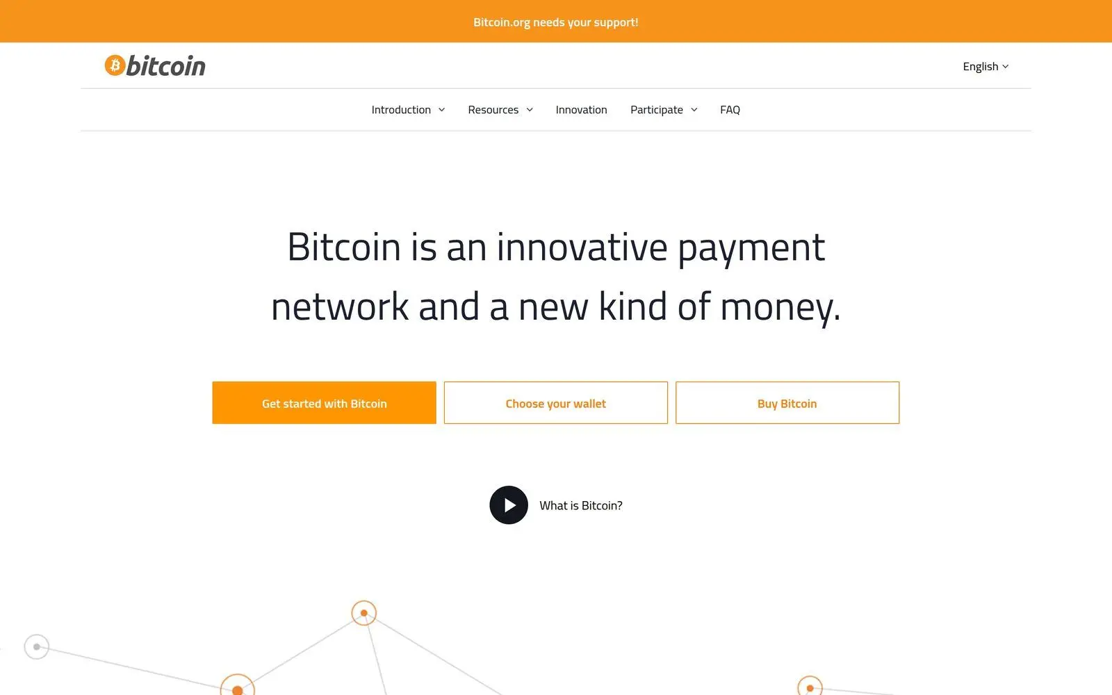 Bitcoin.org website showing resources about Bitcoin and how it works