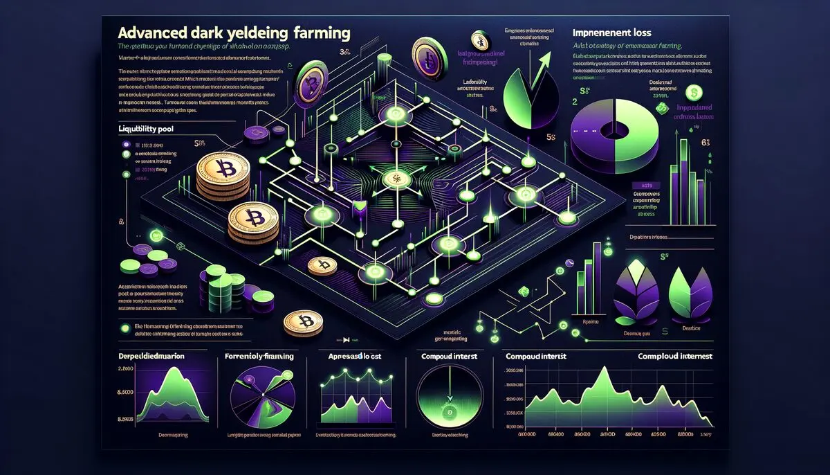 Visual guide to yield farming in DeFi showing liquidity pools and reward distribution