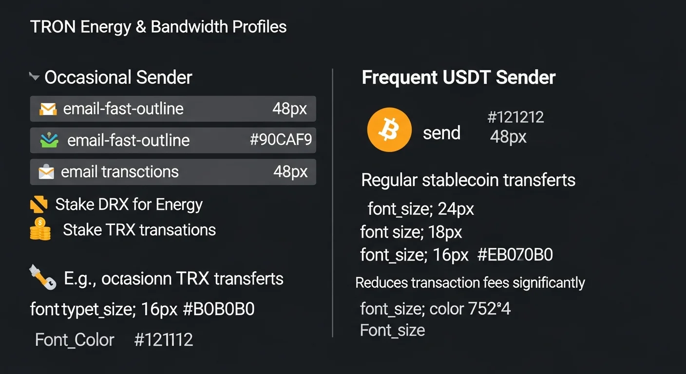 Infographic comparing three TRON usage profiles and their resource strategies