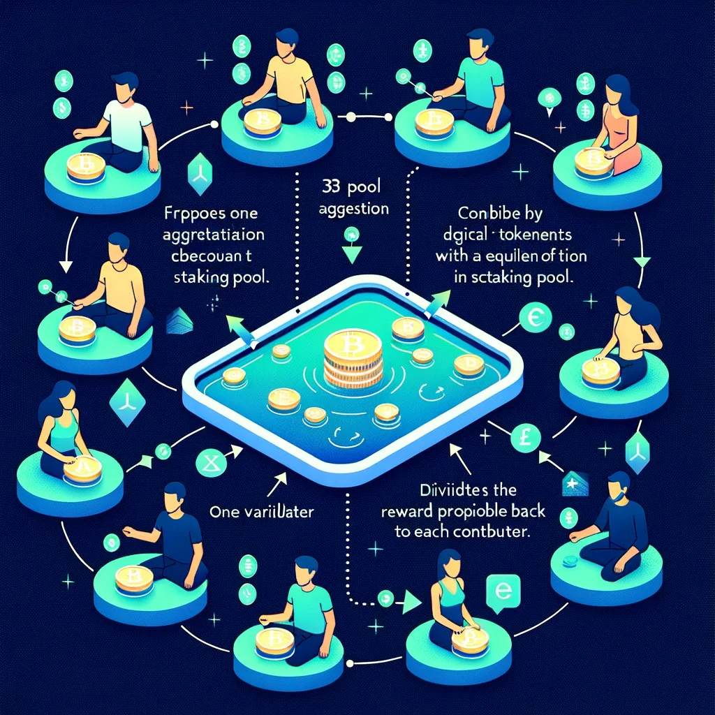 Ethereum staking pool dashboard showing pooled validators and rewards distribution to small depositors
