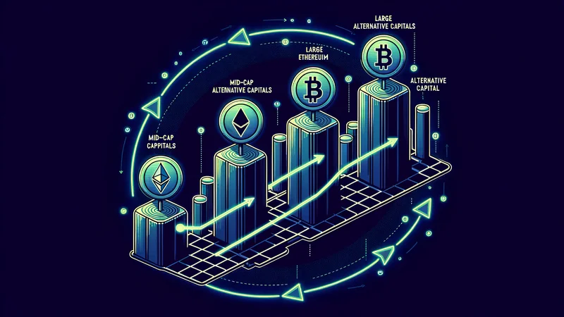Diagram of altseason rotation flow from BTC to ETH to large caps to mid caps to small caps and memes