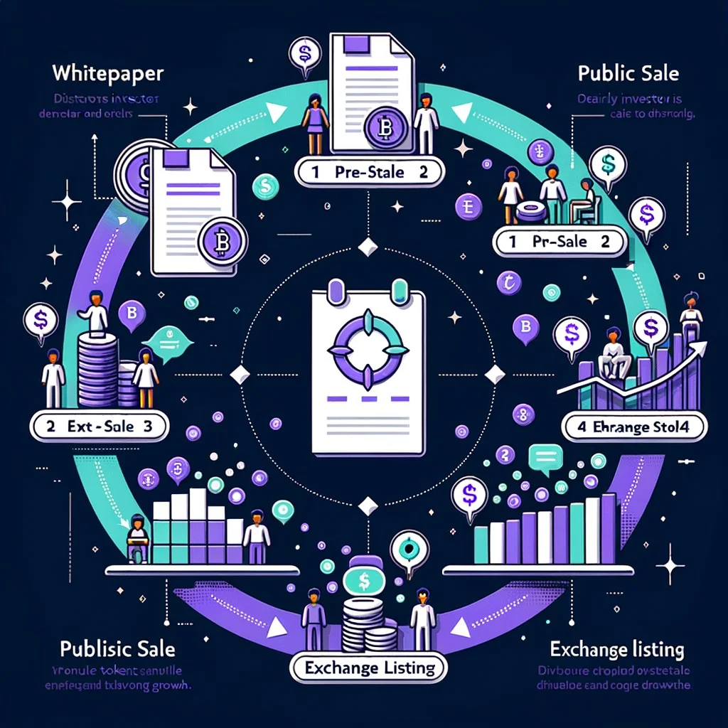 Initial Coin Offering ICO crypto token sale fundraising mechanism with whitepaper and investor participation