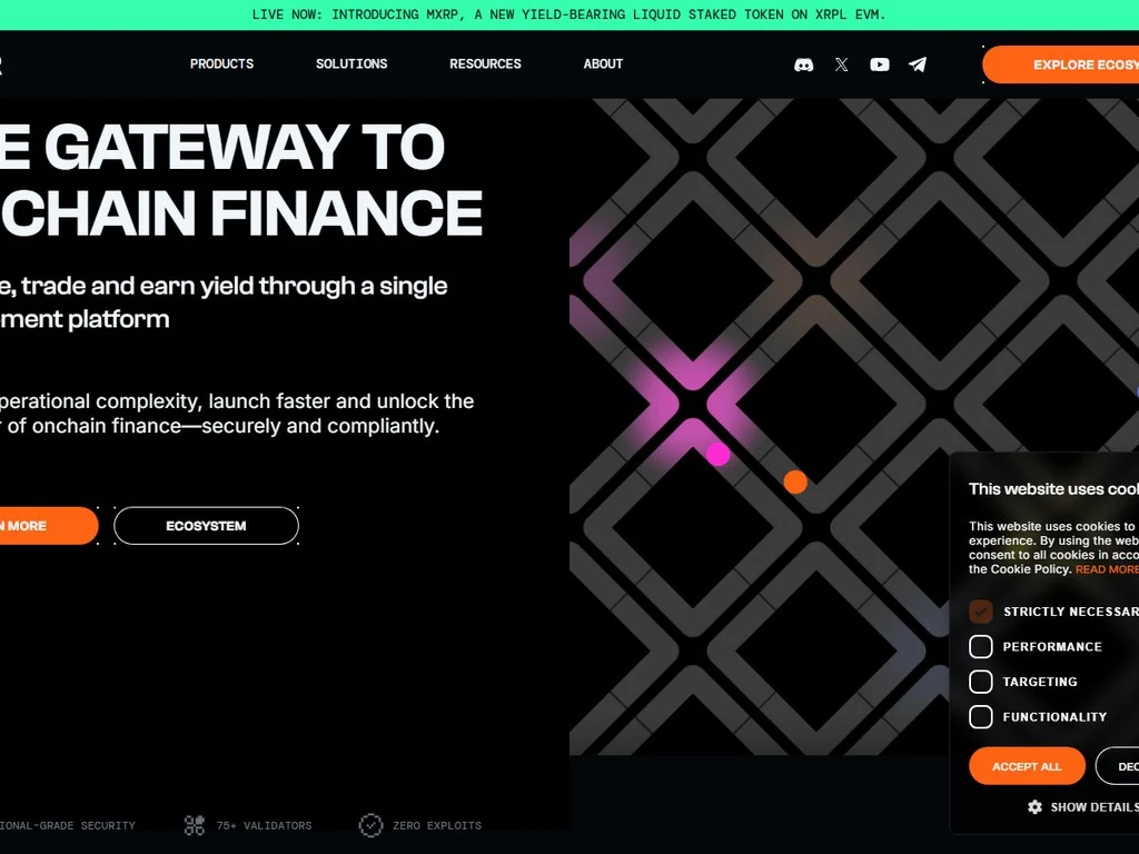 Axelar Network homepage showing the decentralised cross-chain interoperability protocol connecting 70 plus blockchains