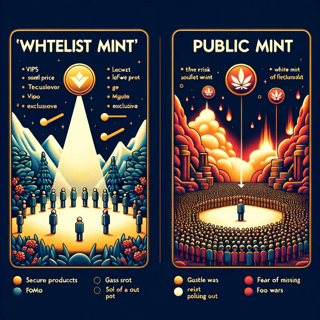 Whitelist mint pass NFT dashboard showing approved wallet status and mint allocation details