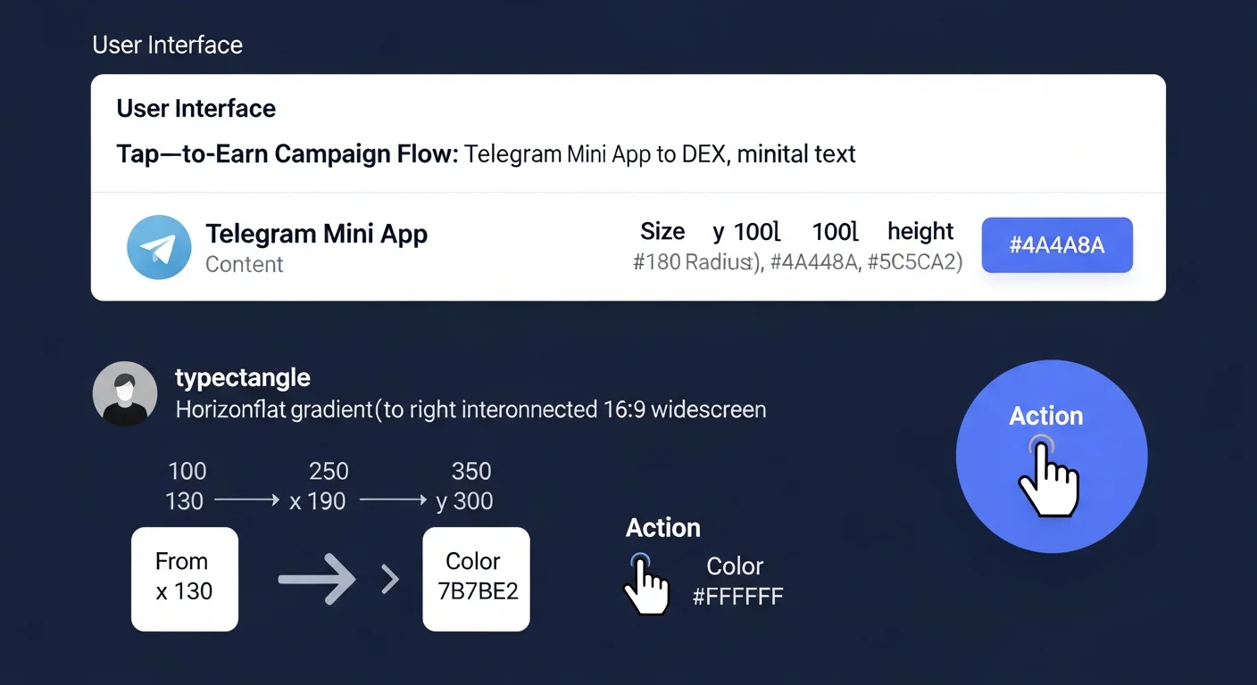 Diagram of tap-to-earn campaign flow: tap in Mini App, accumulate points, airdrop conversion, trade on TON DEX