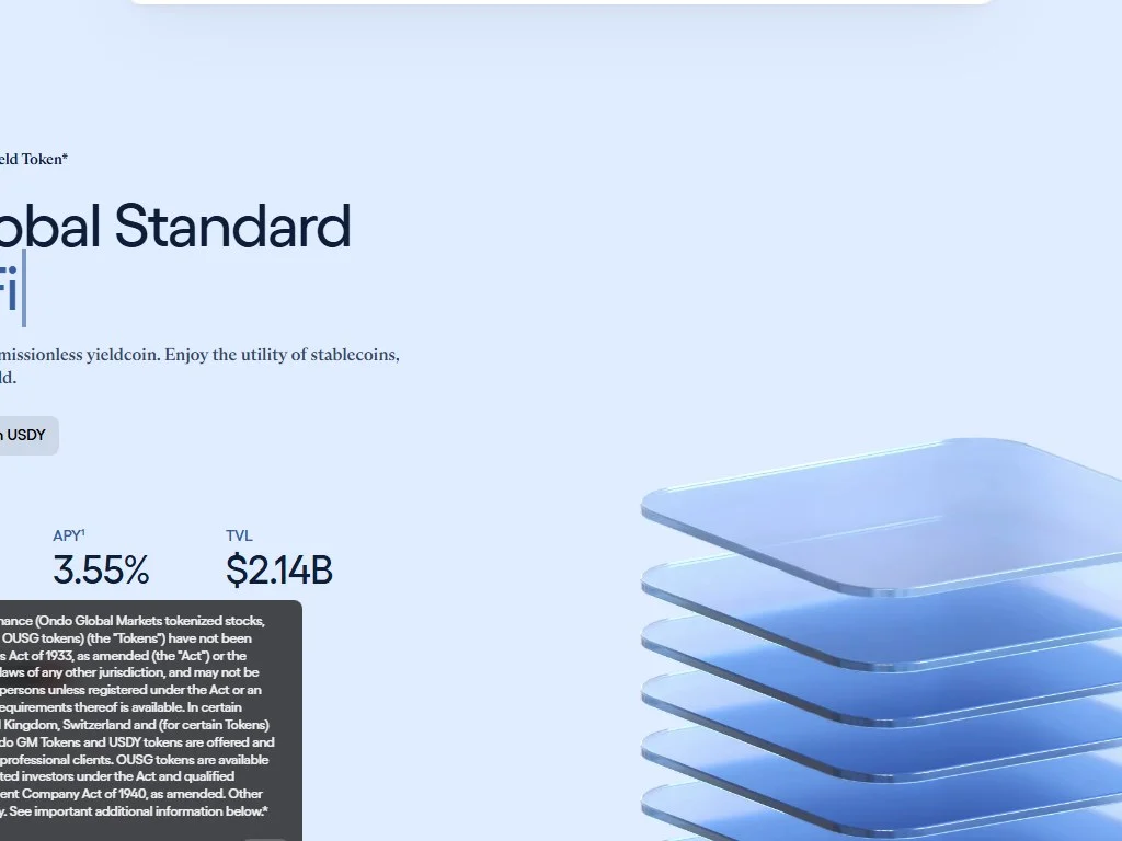 Buying USDY on Ondo Finance with USDC, showing wallet connection and KYC steps