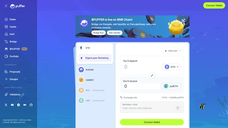 pufETH dashboard showing APY breakdown PoS rewards and EigenLayer AVS earnings