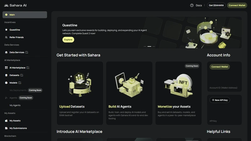 Sahara AI agents no-code builder UI