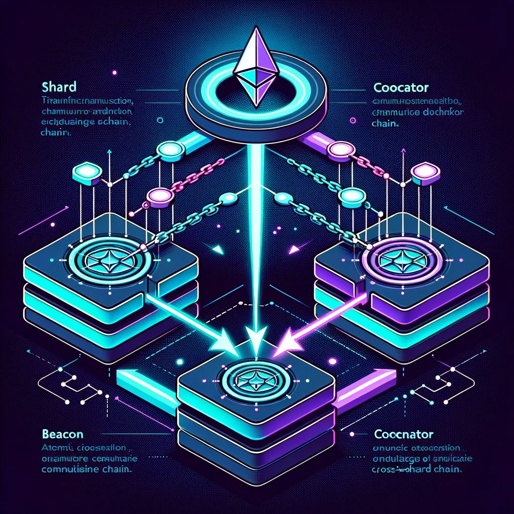 Ethereum roadmap visualization showing the shift from execution sharding to data sharding and rollups