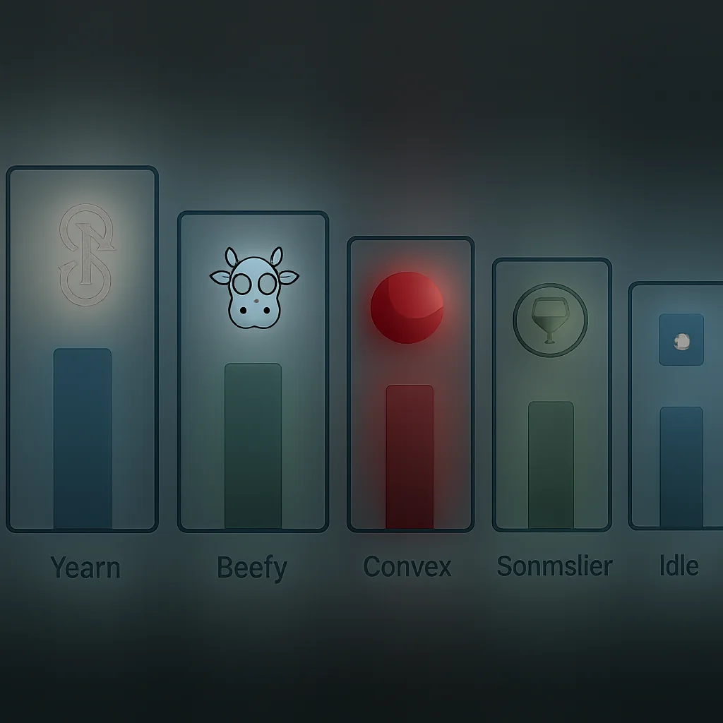 Step by step deposit flow into a Yearn V3 vault on yearn.fi showing wallet connect, vault selection and deposit confirmation screens