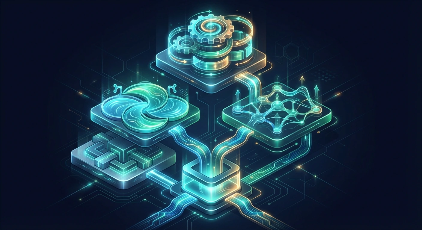 AI-generated conceptual illustration of layered yield farming strategies in DeFi